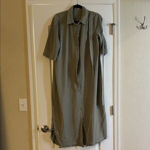 Mango Women’s Green Button Down Shirt Dress